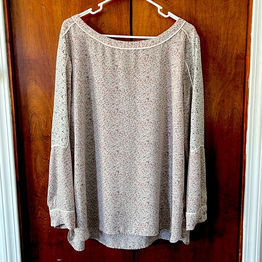 LOFT Outlet Scoop Neck Ditsy Floral Print Blouse